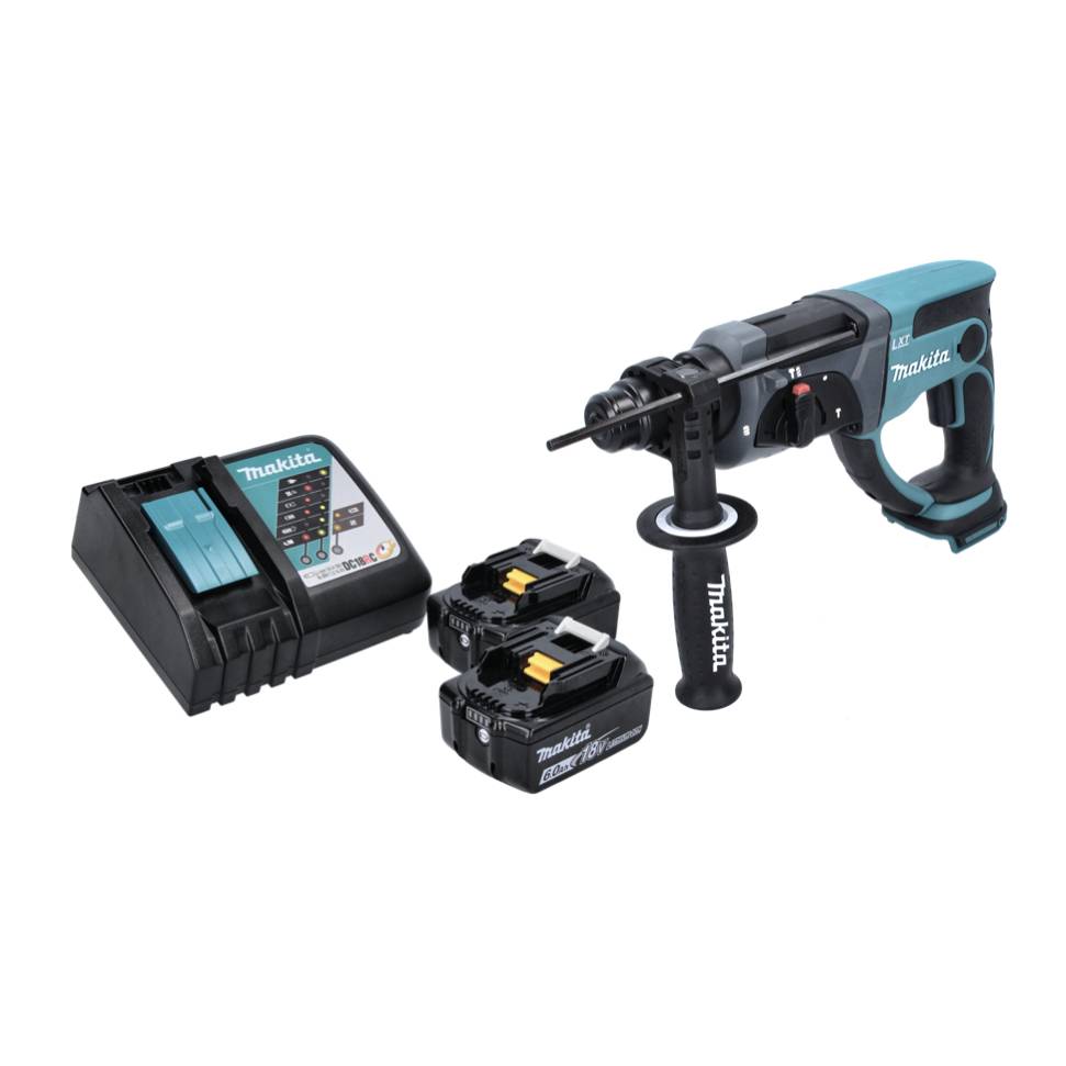 Makita DHR 202 RG Akku Kombihammer 18 V 2,0 J SDS Plus + 2x Akku 6,0 Ah + Ladegerät-1