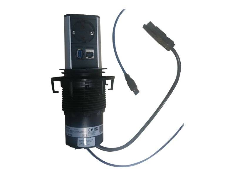 Bachmann ELEVATOR - Anschlussdose, Unterputz - CAT 6 - RJ-45, Strom, USB 3.0 Type A - Mattes Chrom
