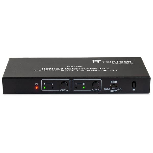 FeinTech VMS02201 HDMI 2.0 Matrix Switch 2x2 mit Audio Extractor