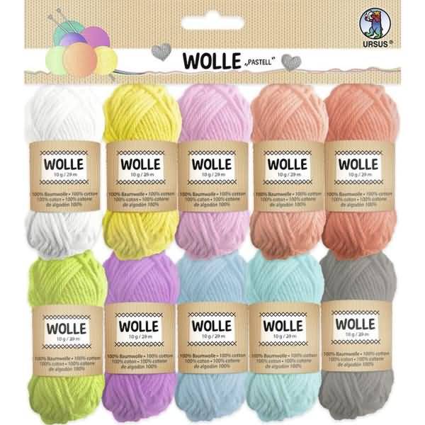 Wolle 'Pastell' 10g VE=10 Stück farbig sortiert-0