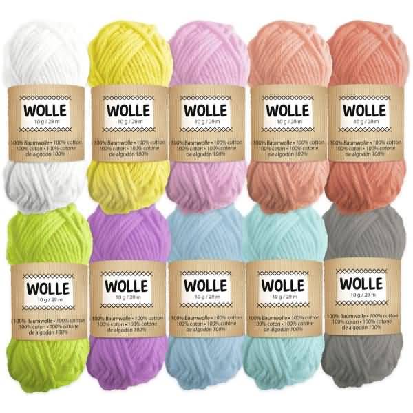 Wolle 'Pastell' 10g VE=10 Stück farbig sortiert-1