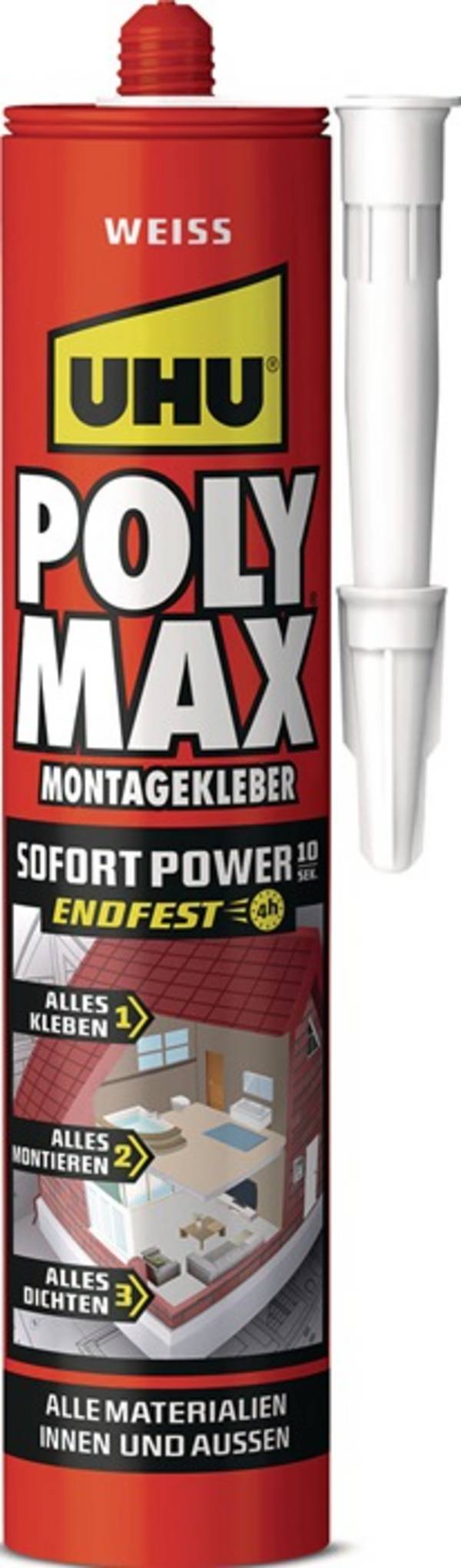 Kleb- u.Dichtstoff POLY MAX 10 SEK SOFORT POWER weiß 425g Kartusche UHU