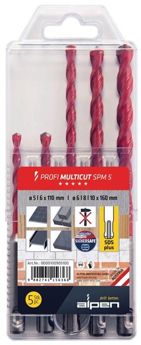 Bohrersatz Profi Multicut 5tlg.5,6x110,6,8,10x160mm SDS-Plus ALPEN-0