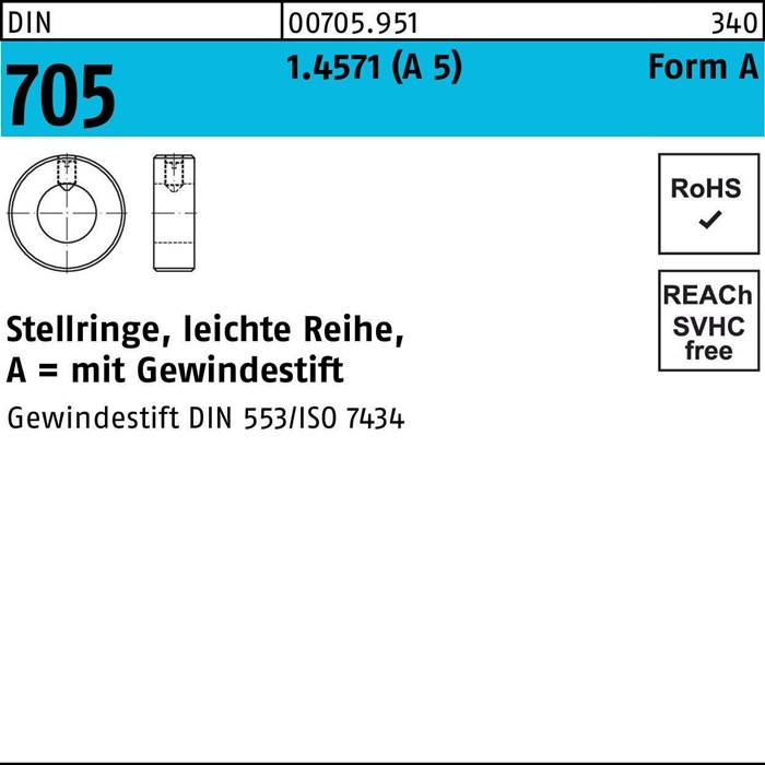 Stellring DIN 705 Gewindestift A 50x 80x 18 A 5 leichte Reihe 1 Stück-0