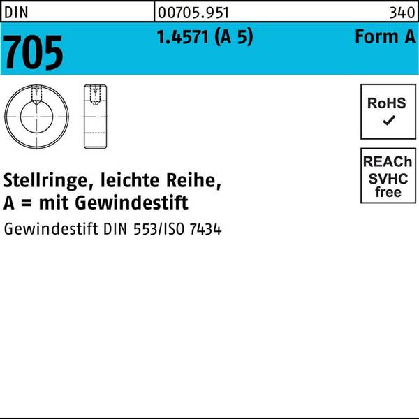 Stellring DIN 705 Gewindestift A 50x 80x 18 A 5 leichte Reihe 1 Stück