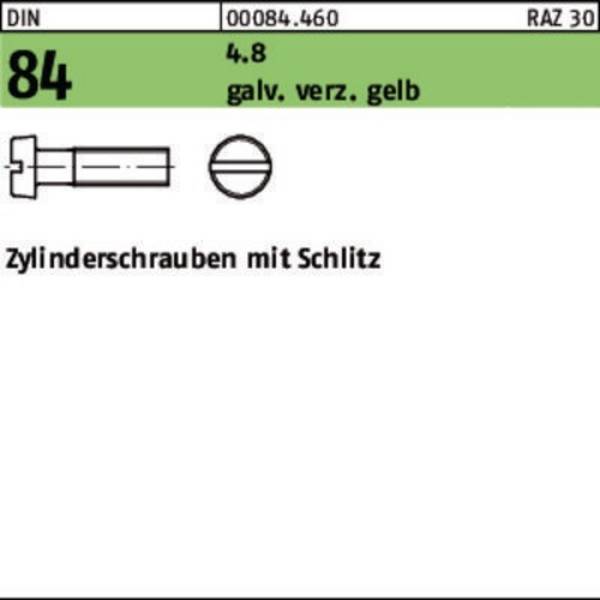 Zylinderschraube DIN 84 4.8 M 3x18 gal Zn gelb chrom.gal ZnC S