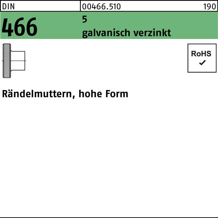 Rändelmutter DIN 466 hohe FormM3 5 galv.verz. 100 Stück-0