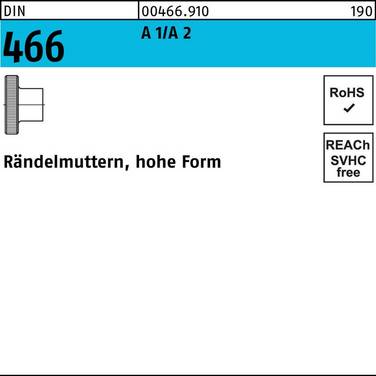Rändelmutter DIN 466 hohe FormM3 A 1/A 2 25 Stück