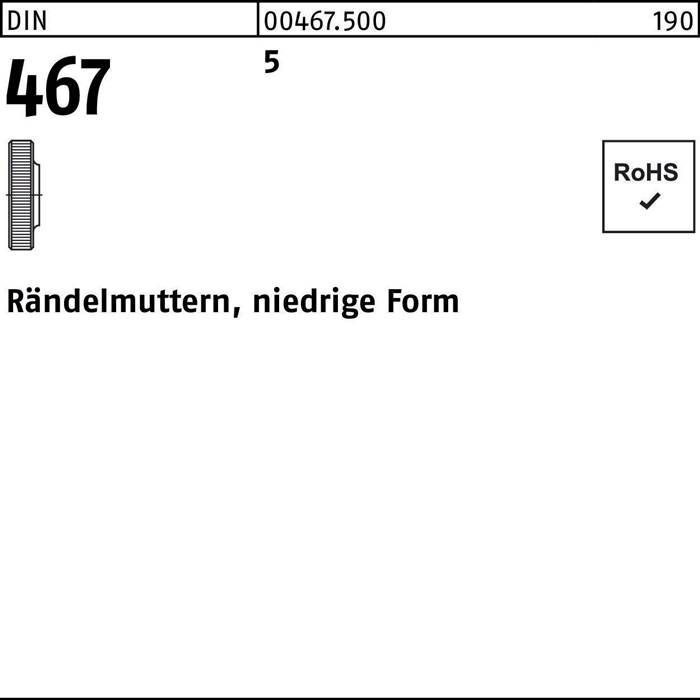 Rändelmutter DIN 467 niedrige FormM10 5 50 Stück-0