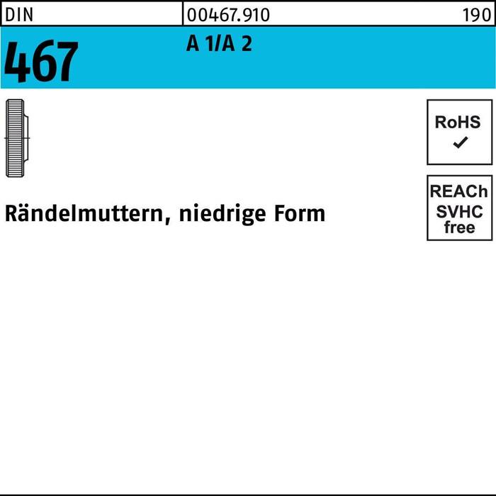 Rändelmutter DIN 467 niedrige FormM3 A 1/A 2 25 Stück-0