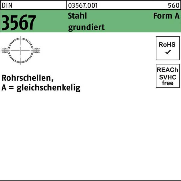 Rohrschelle DIN 3567 gleichschenkelig A 115/NW 100 Stahl grundiert 20 Stück