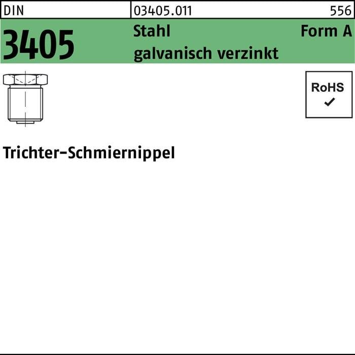 Trichterschmiernippel DIN 3405 AM 6x 1 Stahl galv.verz. 100 Stück-0