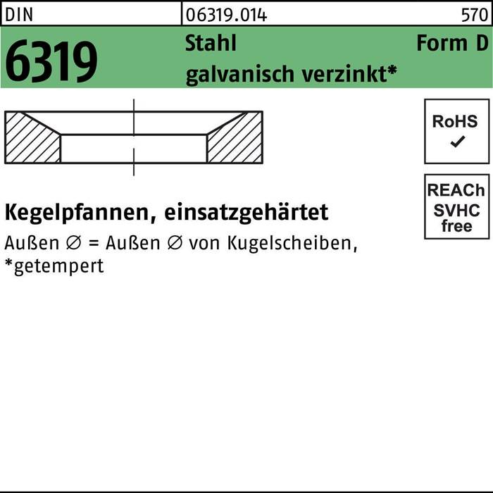 Kegelpfanne DIN 6319 FormD D 19x30x 6,2 Stahl galv.verz. 25 Stück-0
