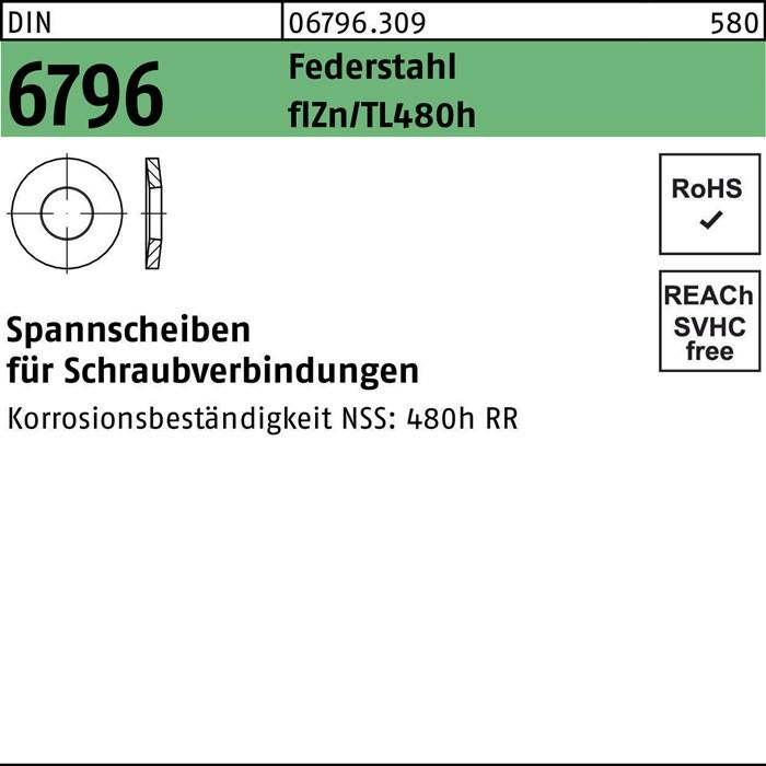 Spannscheibe DIN 6796 18x42x4,5 Federst. zinkbes. Gleitm. flZnnc 480h-L 100St.-0
