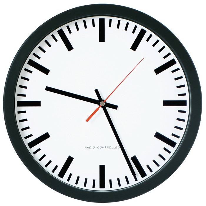 Wanduhr Funkuhr Ku.schwarz D.300mm 1,5V Balken D.300mm-0