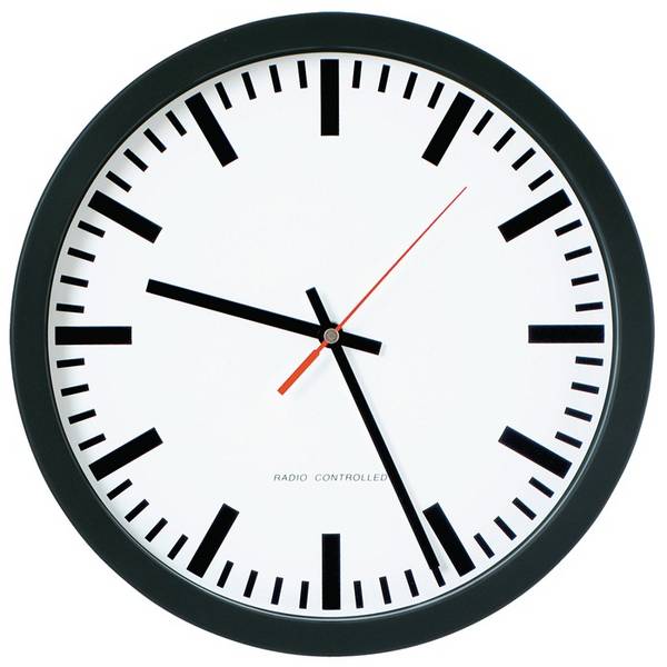 Wanduhr Funkuhr Ku.schwarz D.300mm 1,5V Balken D.300mm