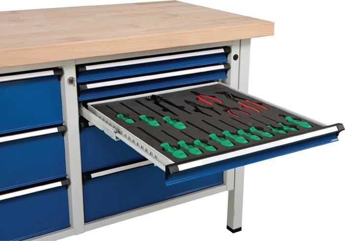 Schwerlast-Werkbank B2250xT800xH865mm Buche 65mm 3Schubl.180mm,2Türen 540mm ANKE-1
