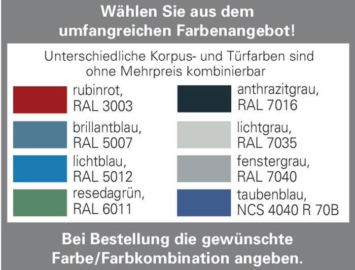 Flügeltürenschrank H1950xB950xT400mm grau/taubenblau NCS 8 BD 36 Kästen TECWERK-1
