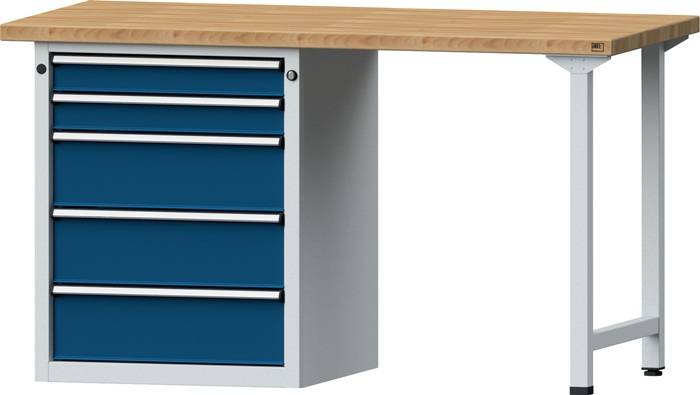 Werkbank V B2000xT700xH890mm Universalplatte lichtgrau enzianblau 5 Schubl.ANKE-0