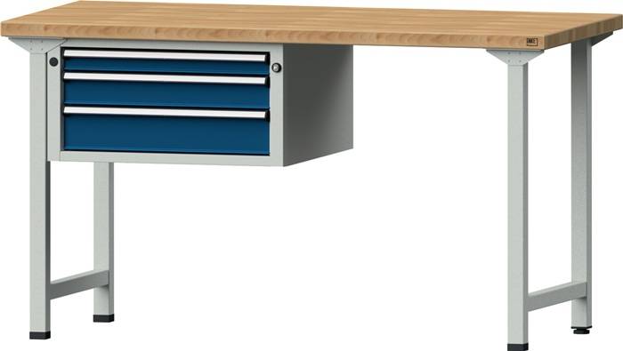 Werkbank V B2000xT700xH890mm Universalplatte lichtgrau enzianblau 3 Schubl.ANKE-0