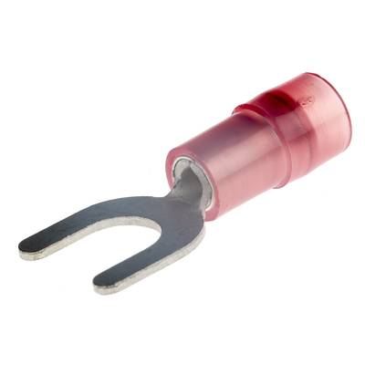 RS PRO Rot Isoliert Gabelkabelschuh B. 9.5mm Nylon, min. 0.5mm², max. 1.5mm² 22AWG 16AWG