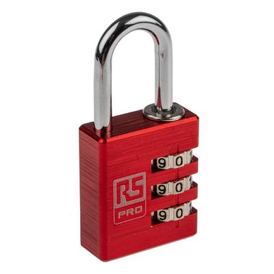 RS PRO Aluminium Zahlenschloss, Kombinationsschloss Rot, Bügel-Ø 5mm x 26mm