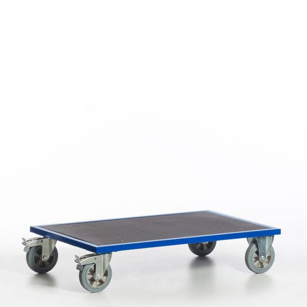 Plattformwagen,Tragl. 1200kg,Ladefl. LxB 1000x700mm,Siebdruckplatteplatte,rutschsicher,RAL5010,2 Lenk-/2 Bockrollen