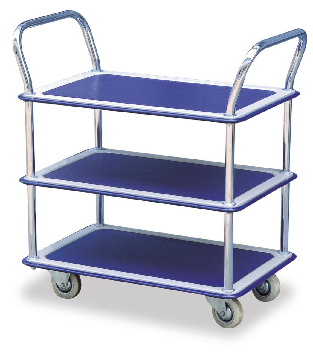 Etagenwagen,Tragl. 120kg,3 Etage(n),Ladefl. LxB 750x480mm,RAL5017,Vollgummi-Bereifung-0