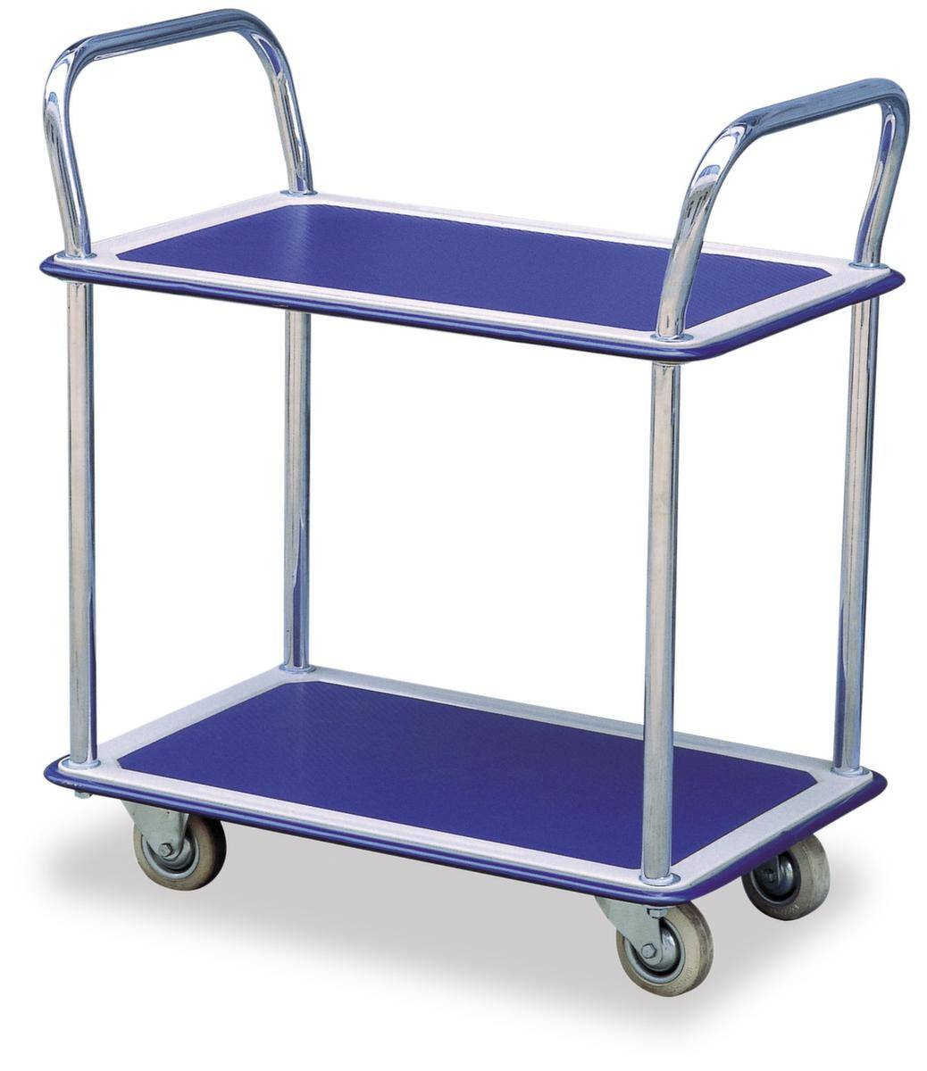 Etagenwagen,Tragl. 120kg,2 Etage(n),Ladefl. LxB 750x480mm,RAL5017,Vollgummi-Bereifung-1