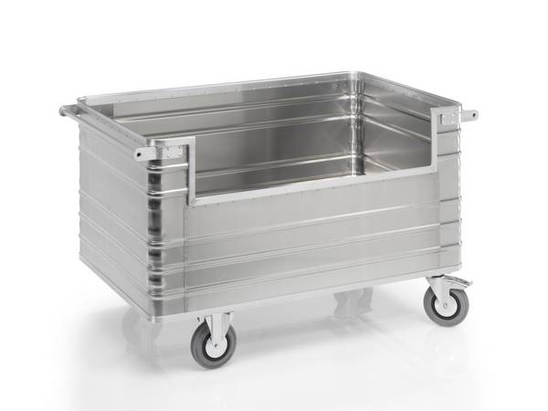 Alu-Kastenwagen,Tragl. 300kg,945l,HxLxB 970x1680x930mm,Vollgummi-Bereifung