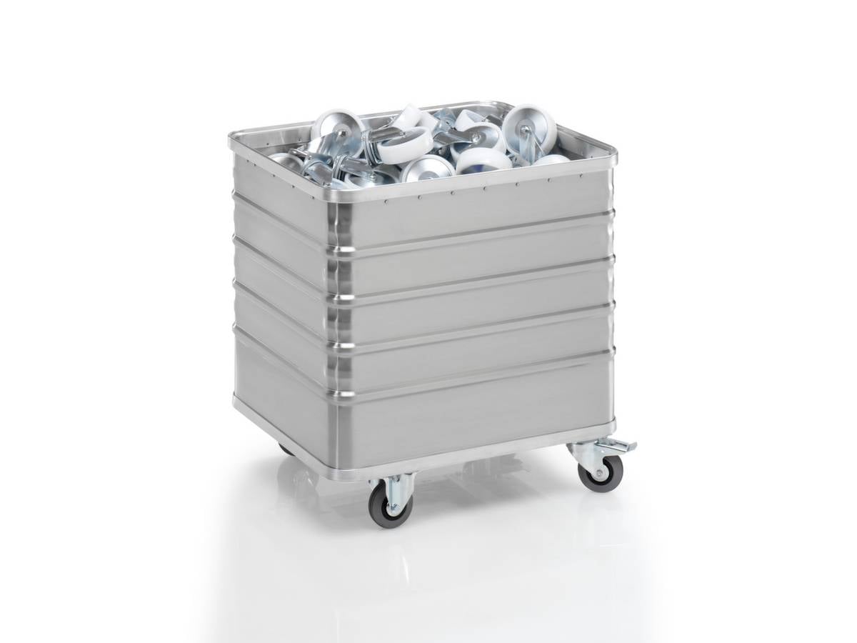 Alu-Kastenwagen,Tragl. 200kg,223l,HxLxB 740x730x580mm,Vollgummi-Bereifung-1