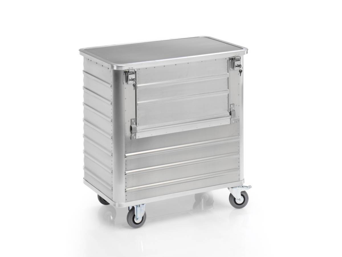 Alu-Kastenwagen abklappbare Seitenwand mit Deckel abschließbar Volumen 355 l. Gmoehling Transportgeraete |-5