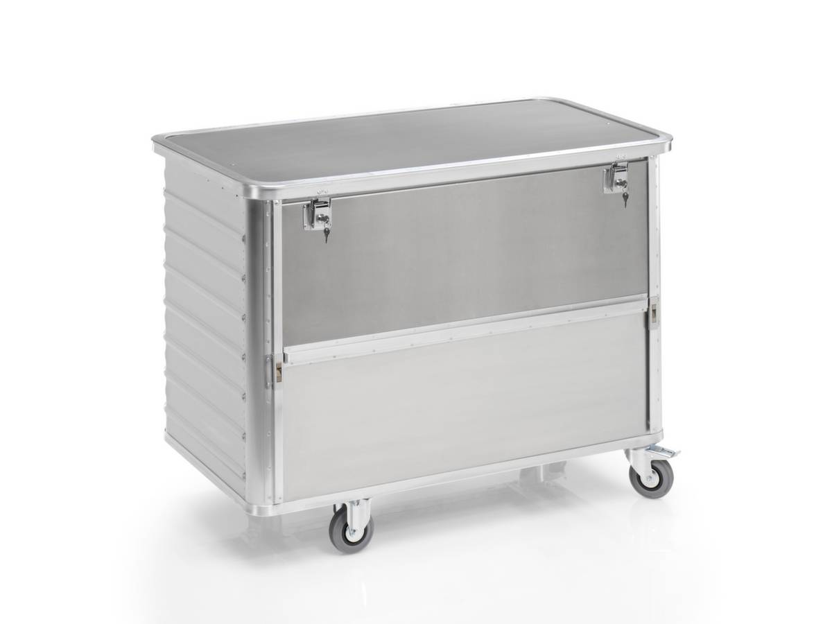 Alu-Kastenwagen absenkbare Seitenwand mit Deckel abschließbar Volumen 650 l. Gmoehling Transportgeraete |-5