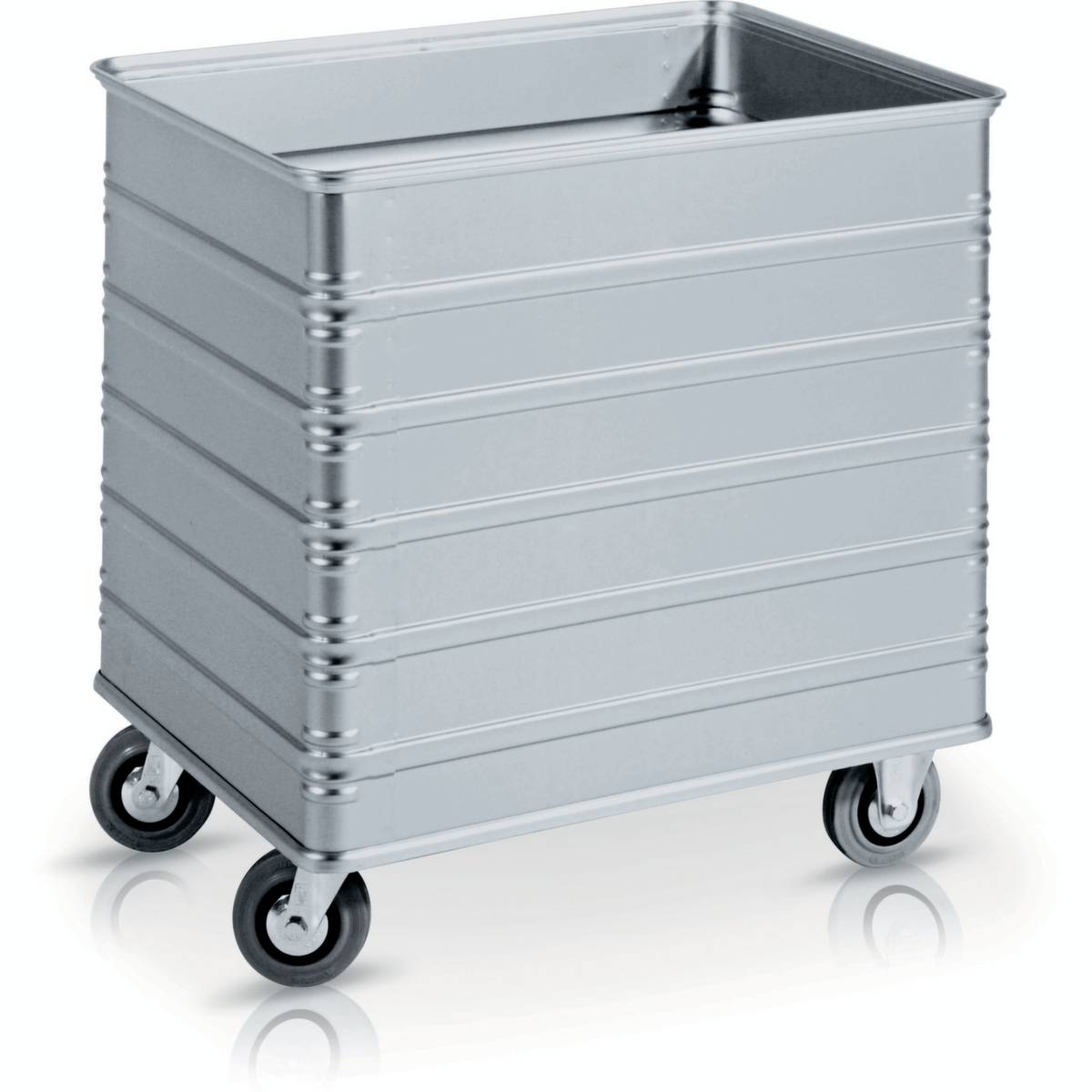 Alu-Kastenwagen,Ladefl. LxB 700x560mm,230l,HxLxB 760x740x600mm,Gummi-Bereifung-0
