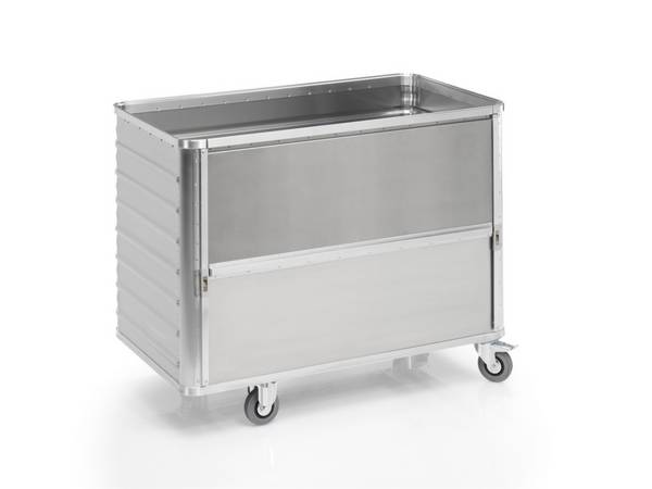 Alu-Kastenwagen,Tragl. 250kg,650l,HxLxB 985x1280x675mm,Vollgummi-Bereifung