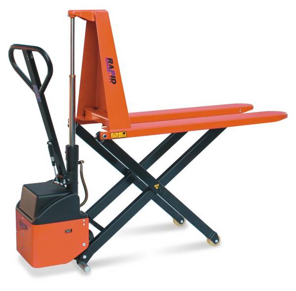 Elektro-Scherenhubwagen,Tragl. 1000kg,Gabel L 1150mm,Trag B 540mm,Lenkräder Nylon,Gabelrollen Nylon