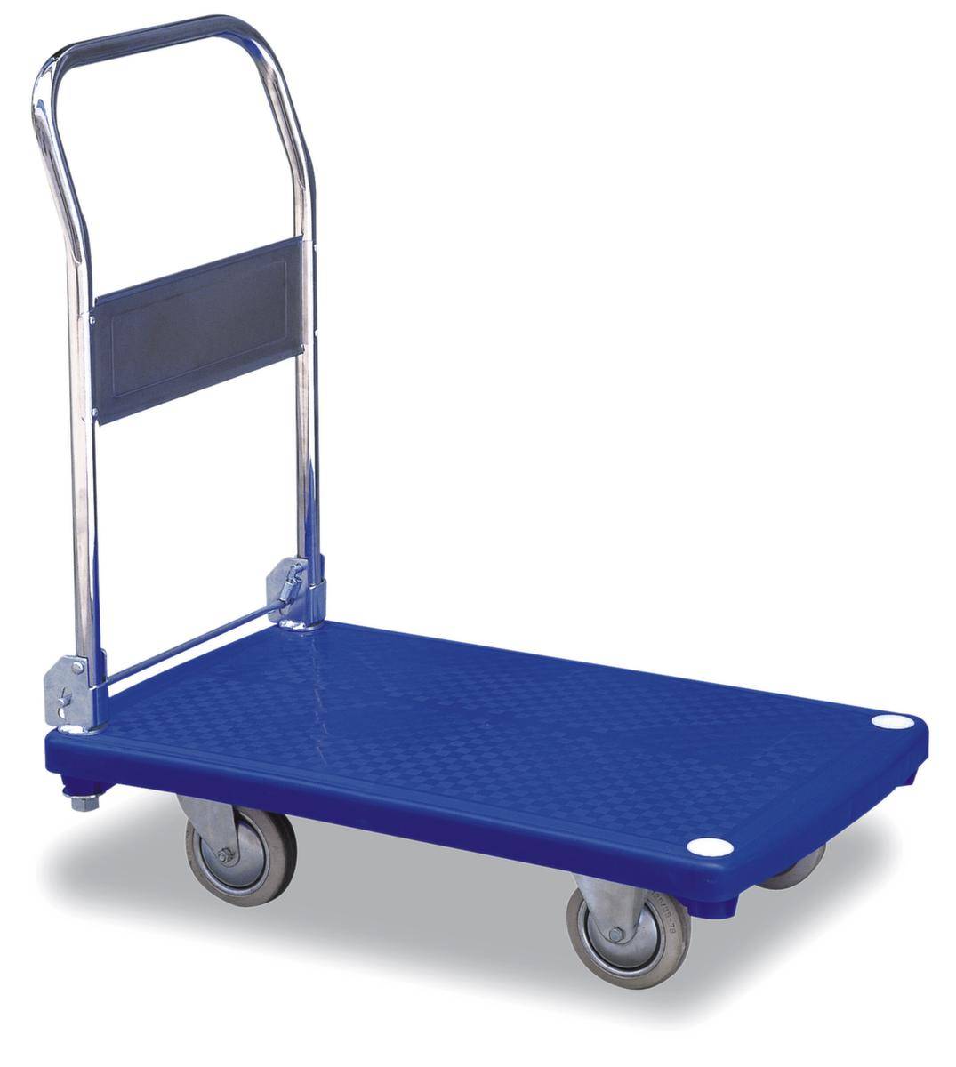 Schiebebügelwagen,Tragl. 200kg,Ladefl. LxB 810x500mm,Kunststoffplatte,1 Stirnwand (offen),Schiebebügel klappbar-1