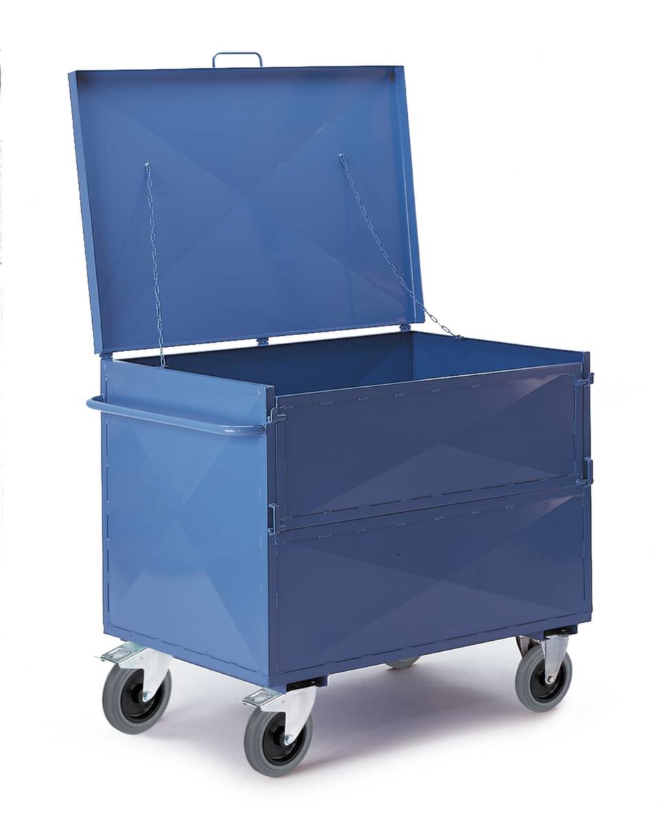 Kastenwagen,Tragl. 600kg,Ladefl. LxB 990x680mm,HxLxB 1120x1100x710mm,4 Wände,1 Längswand klappbar,RAL5010,TPE-Bereifung-0
