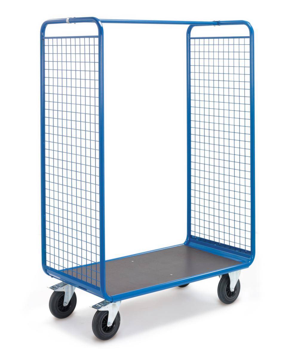 Rollbehälter,Tragl. 500kg,Ladefl. LxB 1100x600mm,HxLxB 1875x1300x676mm,2 Gitterwände,Stahl,Holzplatte-0