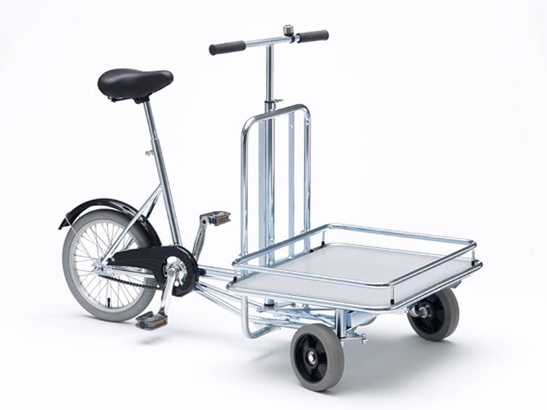 Betriebsfahrrad,Ladefl. LxB 520x610mm,Plattform m. Geländer,3 Räder,Elastik-/Luft-Bereifung-0