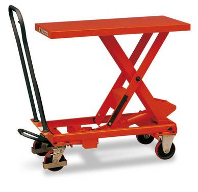 Mobiler Scherenhubtisch,Tragl. 1000kg,Plattform LxB 1010x520mm,Einfachschere RAL2002