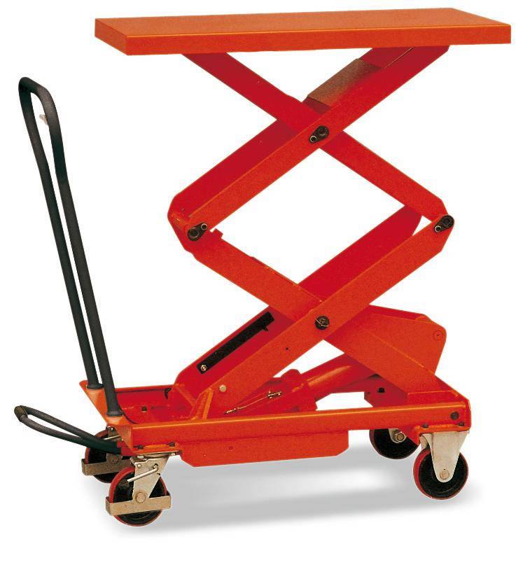 Mobiler Scherenhubtisch,Tragl. 300kg,Plattform LxB 1010x520mm,Doppelschere RAL2002-1