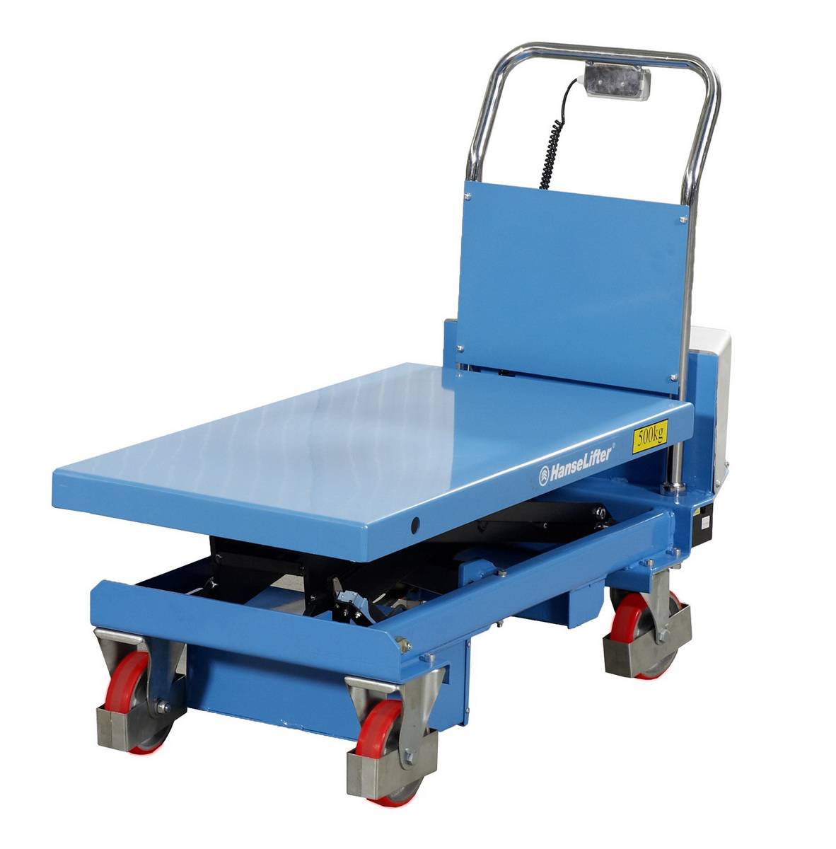 Mobiler Elektro-Scherenhubtisch,Tragl. 500kg,Plattform LxB 1020x520mm,Einfachschere schwarz-1