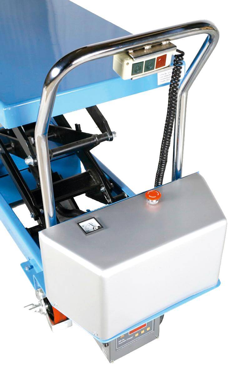 Mobiler Elektro-Scherenhubtisch,Tragl. 350kg,Plattform LxB 910x500mm,Doppelschere schwarz-1