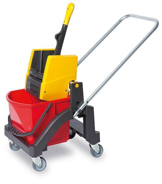 Nasswischwagen,Eimer 1x17l rot,Gestell Kunststoff,4 Lenkrollen-0