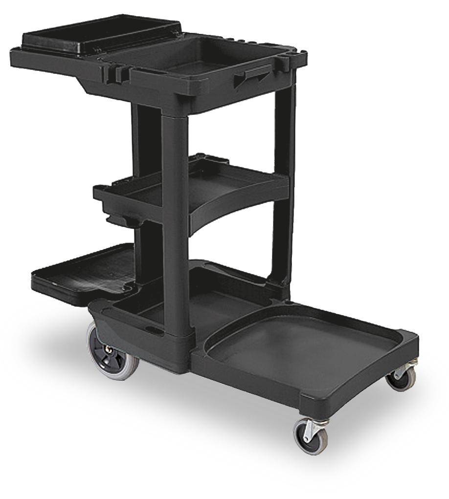 Reinigungswagen,Sackhalter,Ablageschale,HxBxT 975x1170x560mm,PP,schwarz,2 Lenk-/2 Bockrollen-1