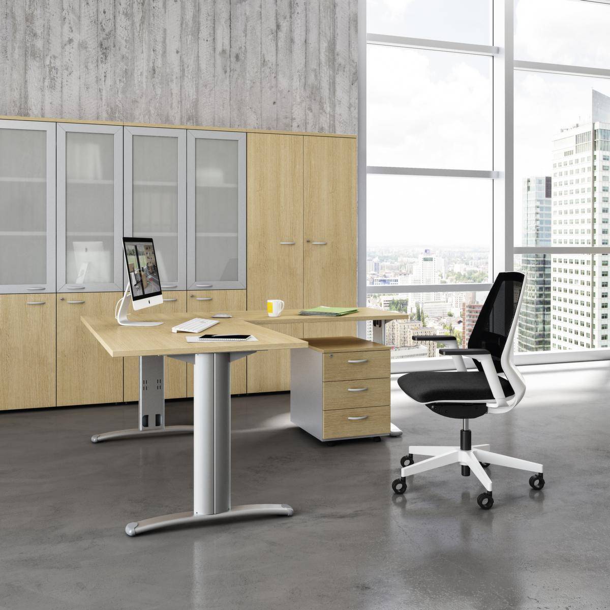 Hängeregistraturschrank,HxBxT 815x900x450mm,2 HR-Auszüge,Korpus alu,Front grau-1