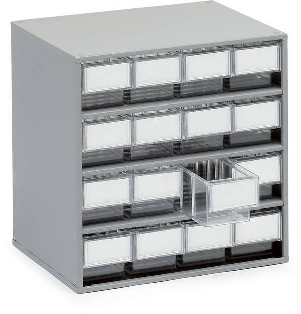 Schubladenmagazin,HxBxT 395x400x300mm,16 Schublade(n),Schubladen transparent