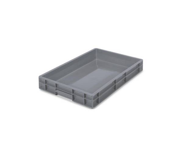 Euronorm-Stapelbehälter,HxLxB 80x600x400mm,15l,PP,grau,Wände geschlossen,Boden geschlossen