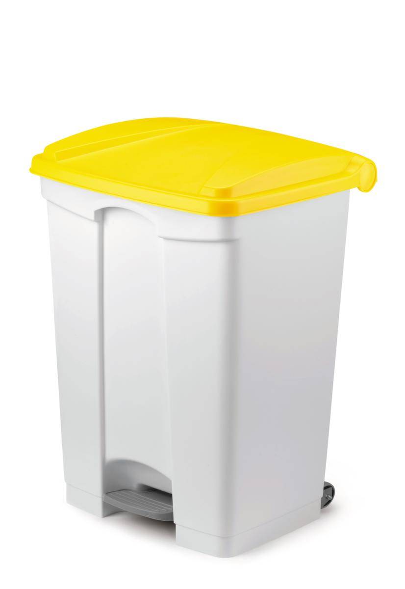 Tretabfallbehälter,1x90l,HxBxT 820x500x410mm,Korpus PE weiß,Deckel PE gelb,2 Räder-0